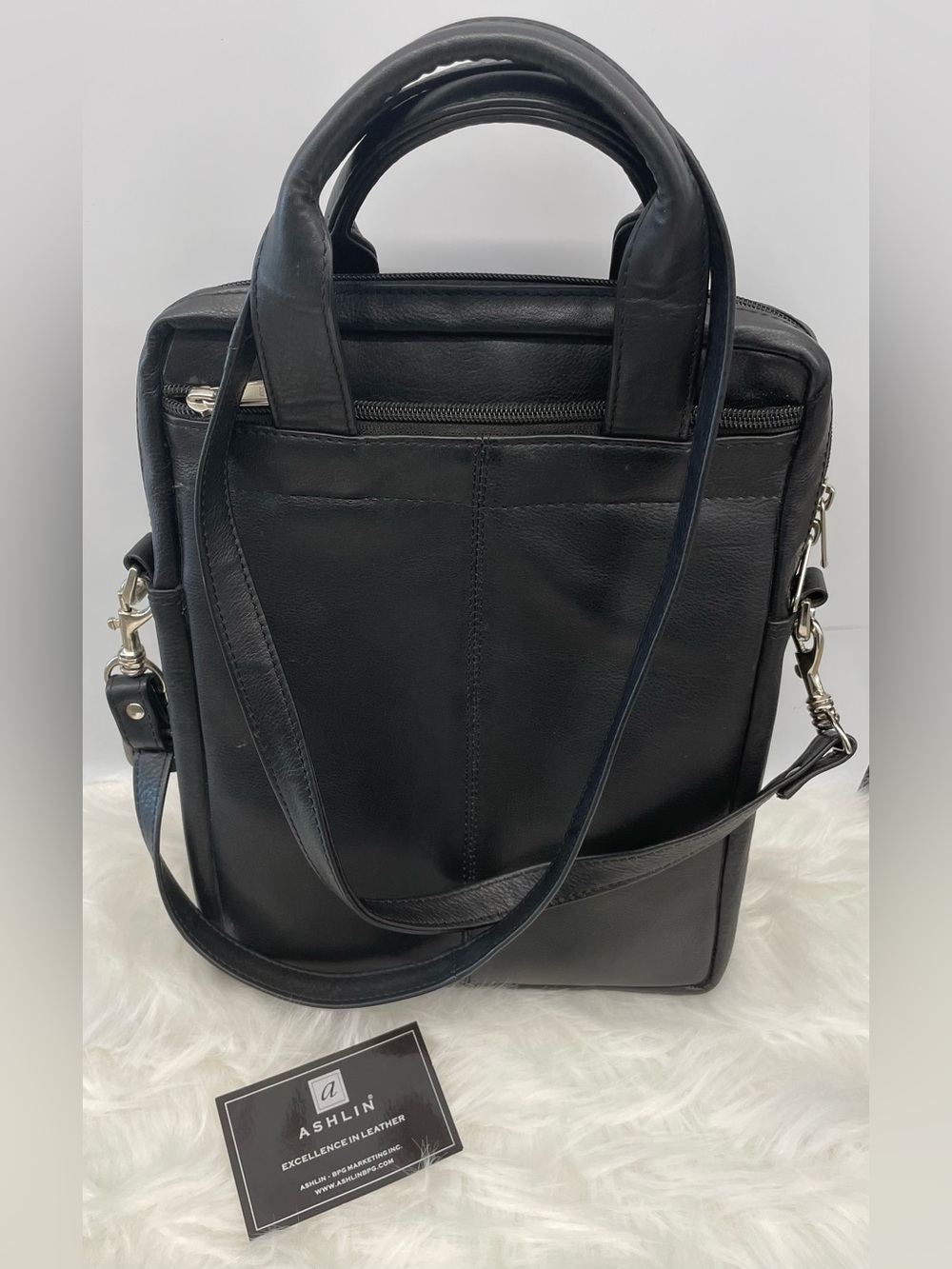 Ashlin Leather Media Messenger Bag - Black